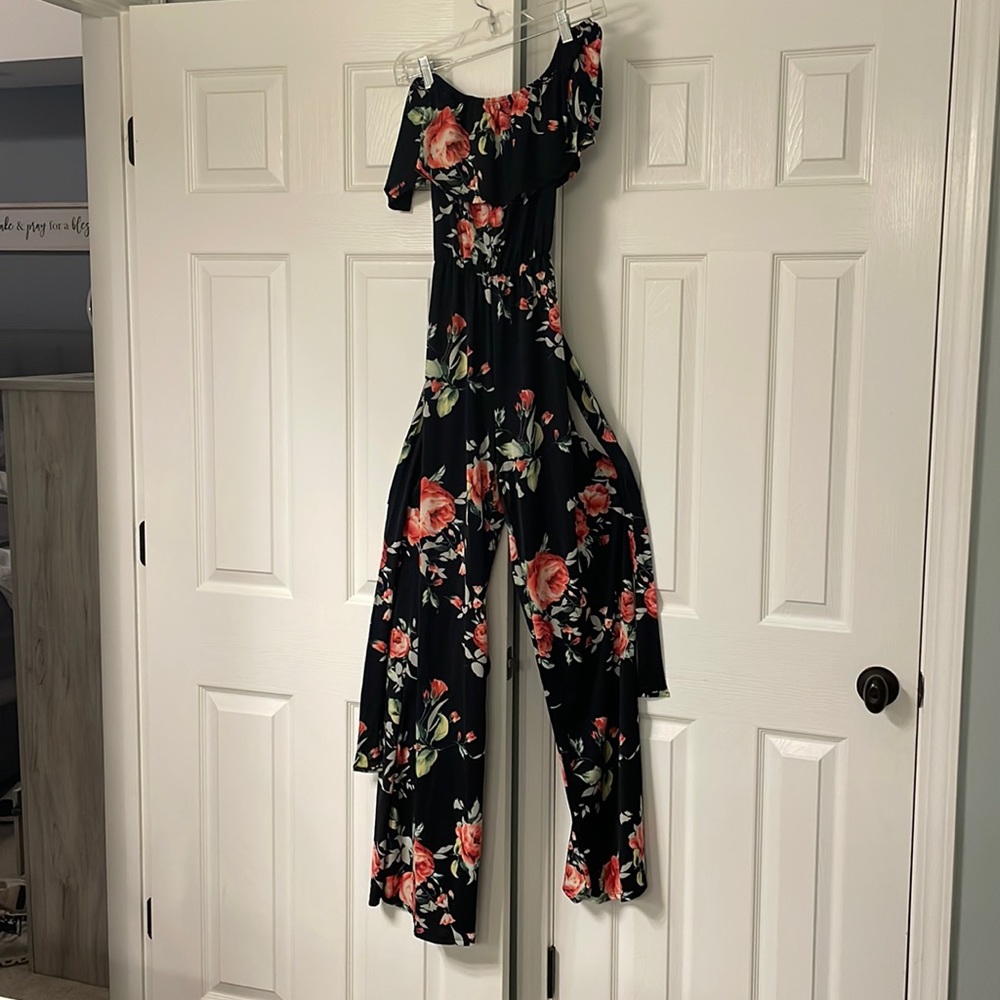 Floral off the shoulder jumpsuit
